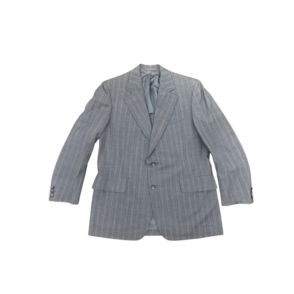 Vintage wool Hickey-Freeman‎ CUSTOMIZED Mens blue Pinstripe Suit Jacket Blazer